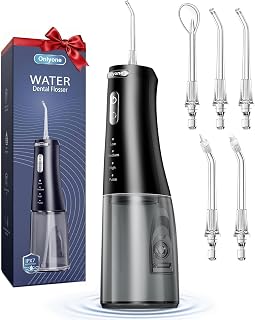 Onlyone Water Flosser with Adjustable Water Pressure for Daily Oral Care Rechargeable Portable Oral Irrigator for Orthodontic & Sensitive Gums, Cordless for Home and Travel Use,300ML Larger Tank