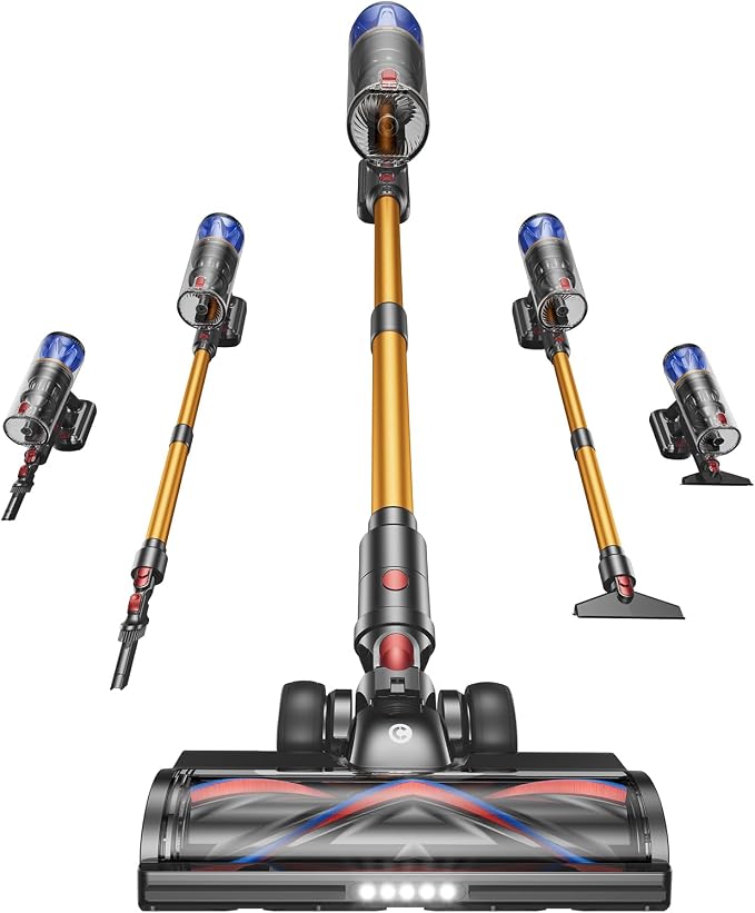 CHEBIO Cordless Vacuum Cleaner, 65KPA 650W 70Mins Stick Vacuum Cordless with Self-Standing&Anti-Tangle, LED Screen Vacuum Cordless, Vacuum Cleaners for Home/Carpets/Pet Hair/Floors