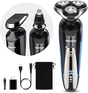 PRITECH Electric Razor for Men Rotary Electric Shavers for Men | with Nose & Sideburn trimmers, Wet & Dry U...