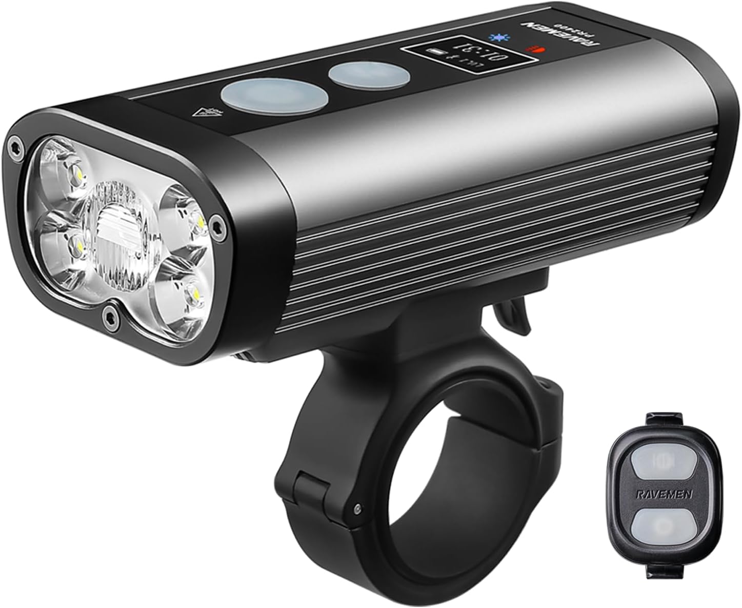 RAVEMEN PR2400 Bike Light for Mountain Biking, 2400 Lumens Bike Headlight | OLED Runtime Display, USB C Rec...