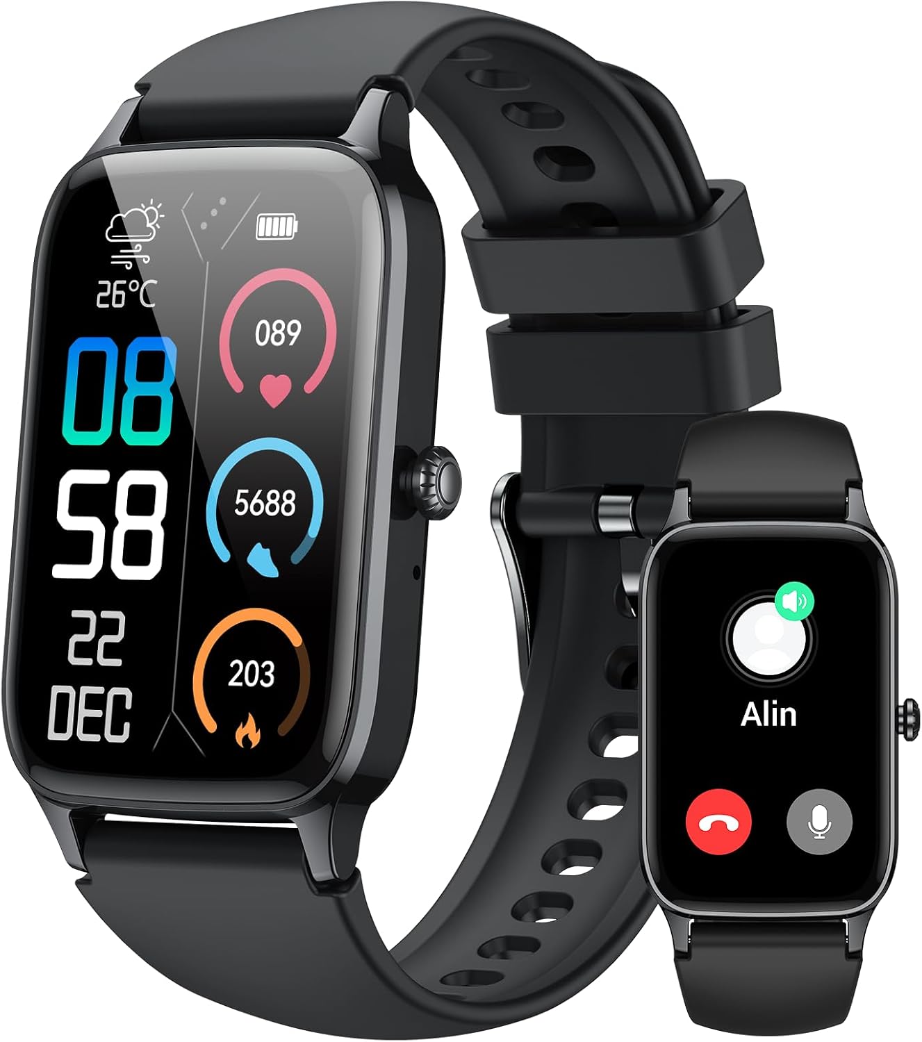 Smart Watch for Men Women, 1.57"HD Touch Screen Smartwatch Bluetooth Calls New Fitness Tracker with 110+ Sport Modes, Heart Rate/SpO2/Sleep Monitor, IP68 Waterproof, Smartwatches for Android iOS Black