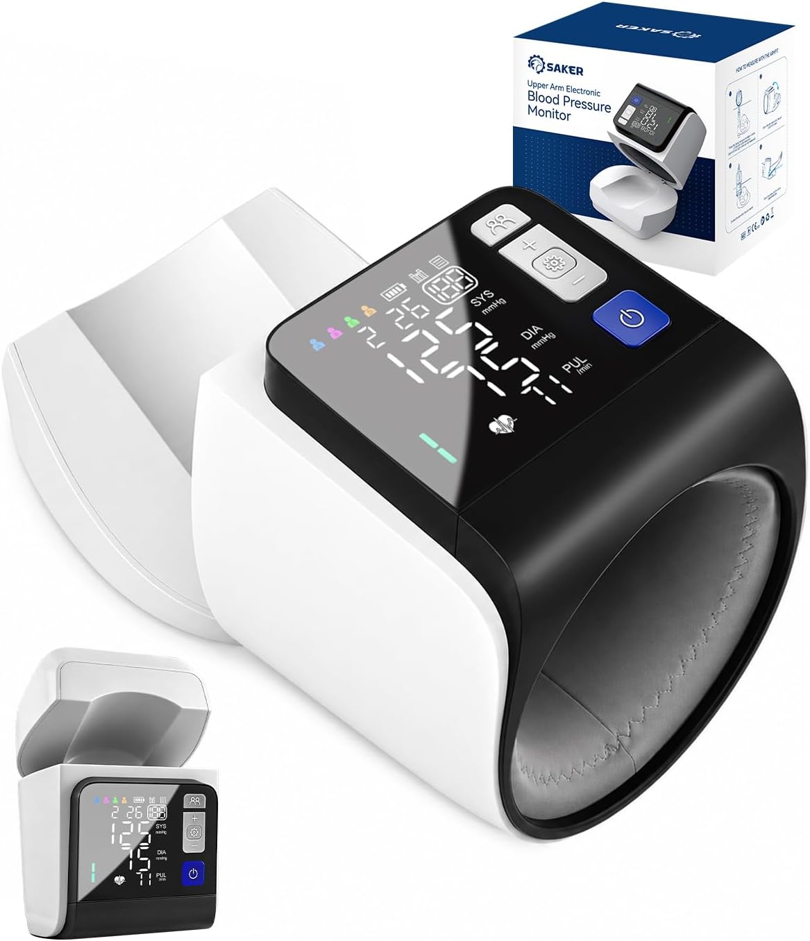 Saker Blood Pressure Monitor Upper Arm, No-Wrap BP Machine, FDA-Cleared | No-Wrap Slide-In Design, FDA-Clea...