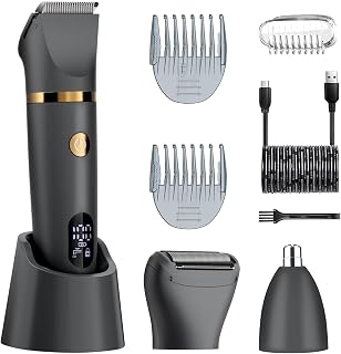 Ad - Zivelier Men Ball Shaver, 3-in-1 Titanium Blade Pubic Trimmer IPX7 Wet Dry Electric Razor