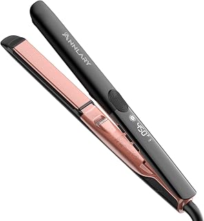 Annlary Hair Straightener 1 Inch Flat Iron and Curler 2 in 1 Titanium Ceramic Ionic Dual Voltage Straightener with Heat-Resistant Silicone, for Less Frizz, Shinier & Smoother 1 inch