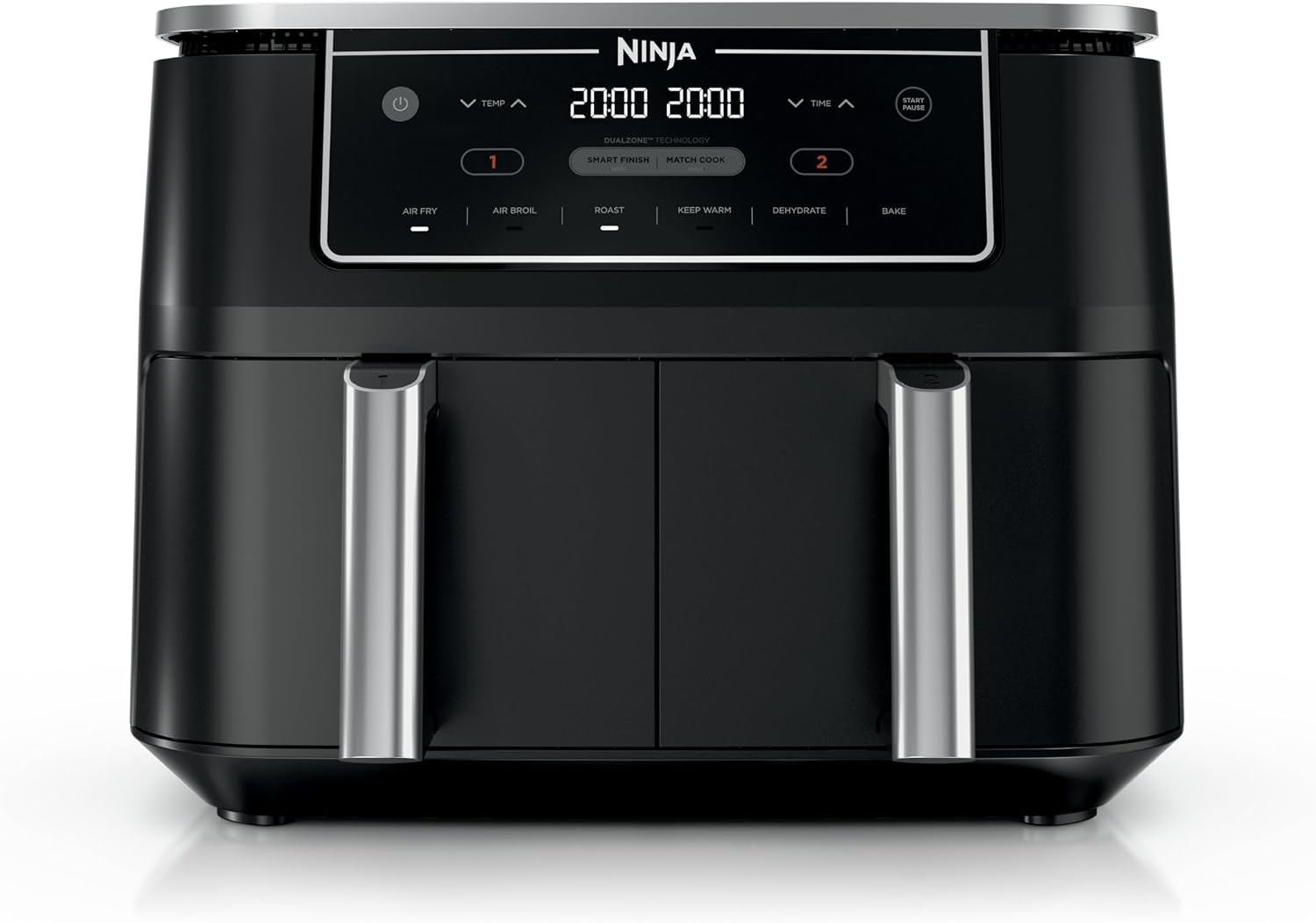 Ninja Foodi Air Fryer, 10 Qt DualZone, 6-in-1, Black, DZ302 | Air fry, broil, roast, keep warm, dehydrate, bake, 2x5 Qt baskets, Fits 8 lbs wings