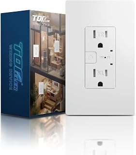 TOPELER Smart Wall Outlet with 2 Individually Controlled Ports, 15Amp TR Receptacle Control Appliances from Anywhere, 2.4 GHz WiFi Outlet Work with Alexa & Google Home, White, ETL & FCC Approval
