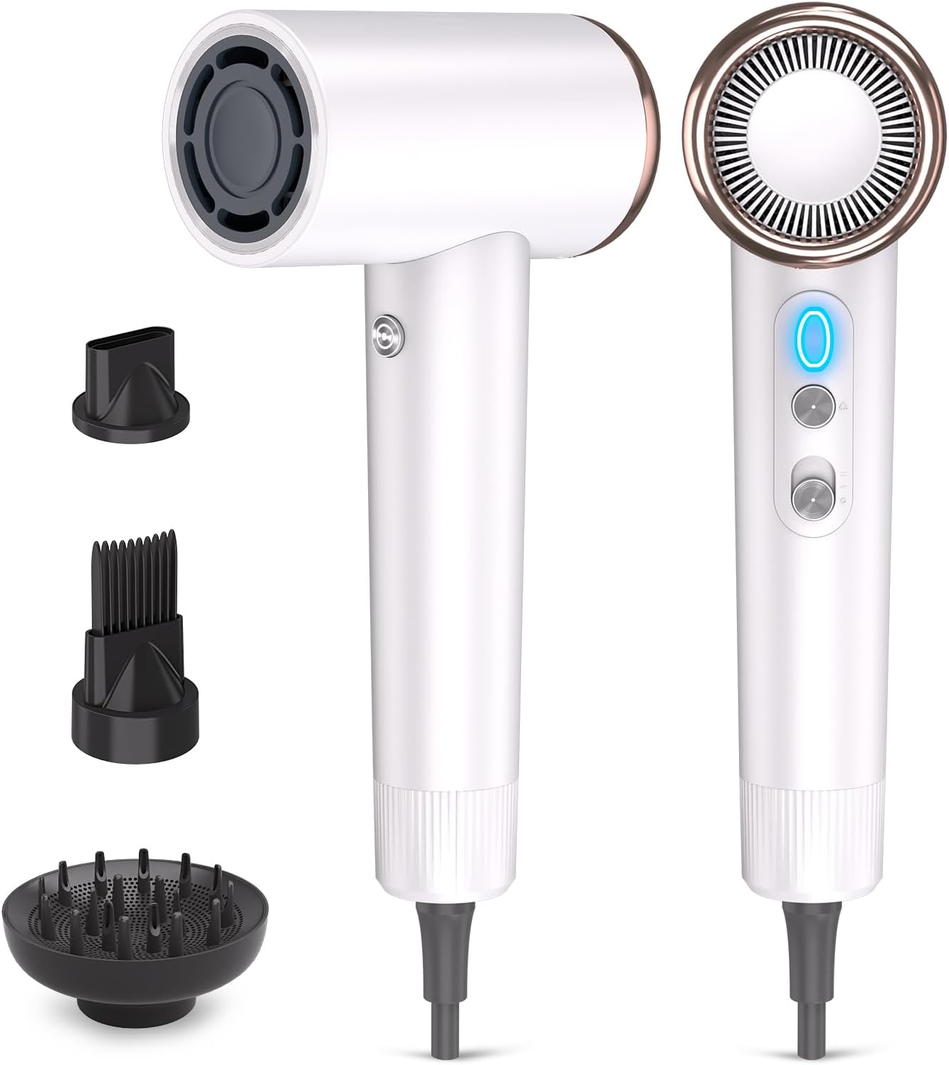 Mythsight StyleVibe High-Speed Ionic Hair Dryer with 3 Attachments | Magnetic Diffuser & Nozzle, Comb, 4 He...
