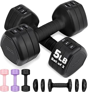 Ad - Adjustable Dumbbell Set of 2, 10LB 20LB 30LB Weight Set | Hand Weights for Women Men, Dumbbells for Home Gy...