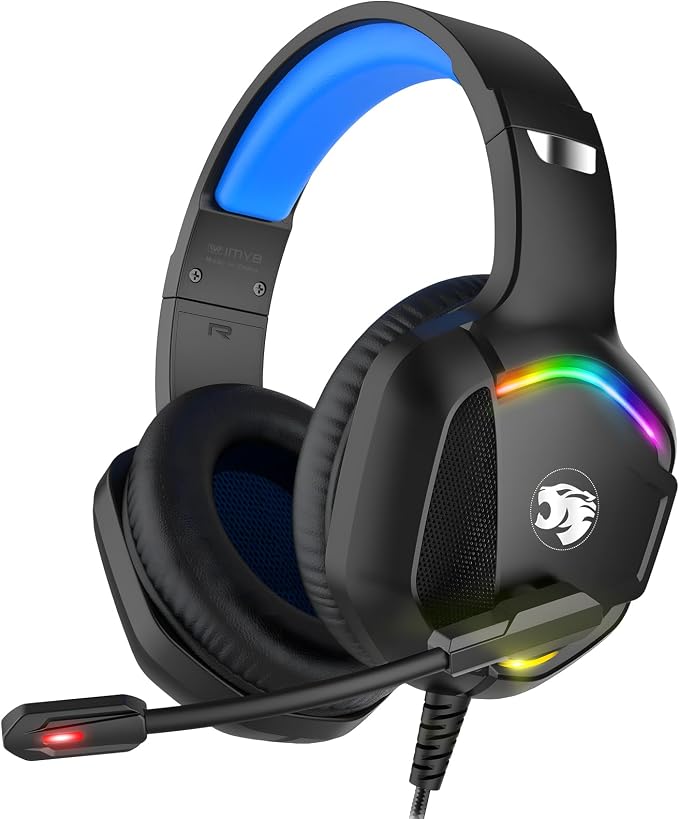 IMYB A36 Gaming Headset with Mic Stereo Headphones for Pc PS5, Xbox | RGB Wired Over-Ear Noise Cancelling f...