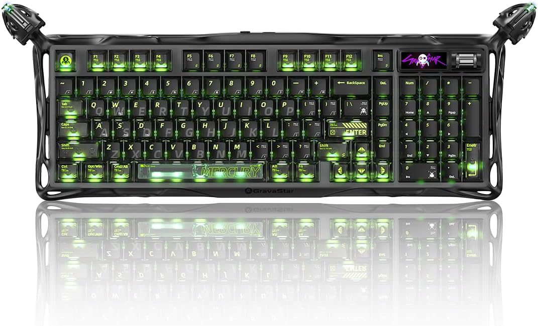 GravaStar Mercury K98 Pro 98 Keys Wireless Mechanical Gaming Keyboard | Tri-Mode, Hot Swappable Pre-Lubed L...