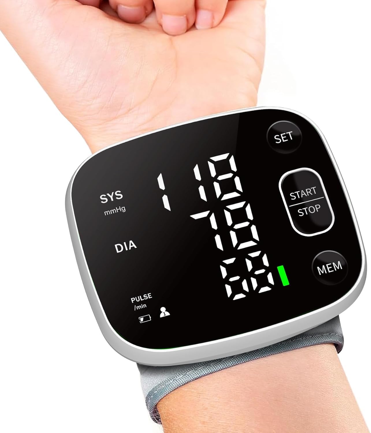 Blood Pressure Monitor Rechargeable for Home Use with Carrying Case FDA Cleared Wrist BP Machine, Adjustable BP Cuff 4.92"-8.46", Voice Broadcast, 2-user 240 Memory, LED Backlit Display, Black