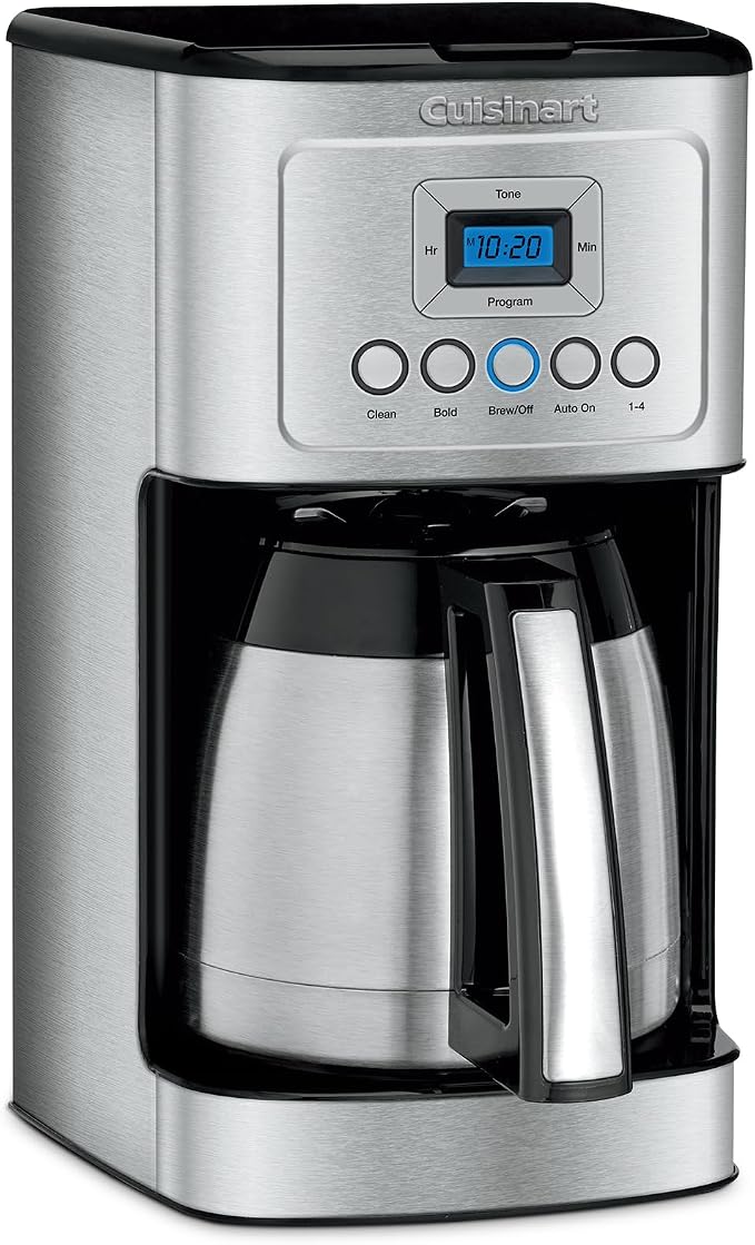 Cuisinart 12-Cup Coffee Maker, Programmable PerfecTemp Thermal Carafe Coffee Machine with 1-4 Cup Setting, Brew Strength Control and Brew Pause, Stainless Steel, DCC-3400NAS, Silver