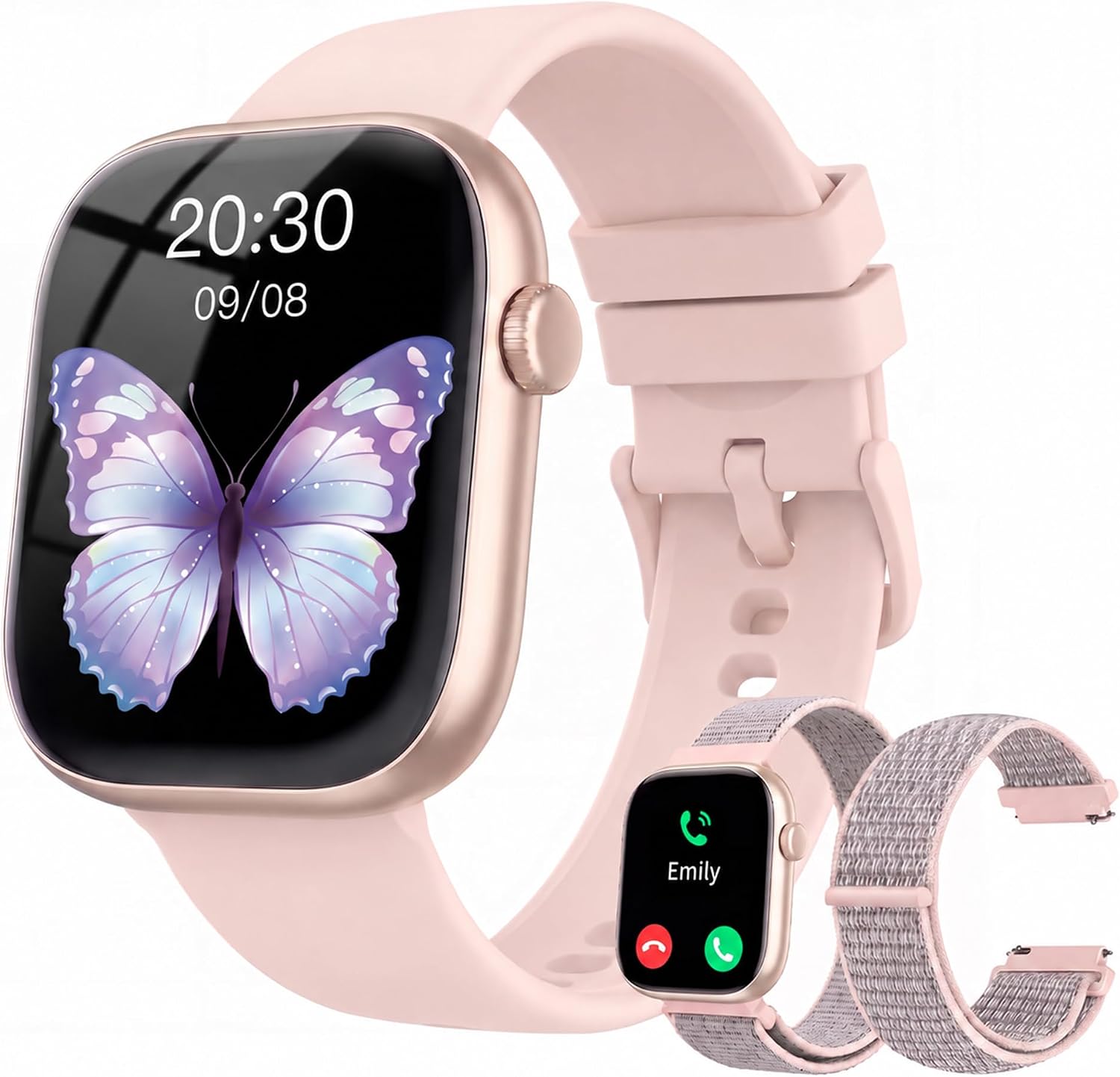 Smart Watch for Women, Bluetooth Answer/Make Calls, 1.83"HD Screen, 2 Bands IP67 Waterproof Fitness Tracker, Heart Rate/Sleep Monitor, DIY Dial, Multi-Sport Modes Pedometer, Smartwatch for iOS/Android