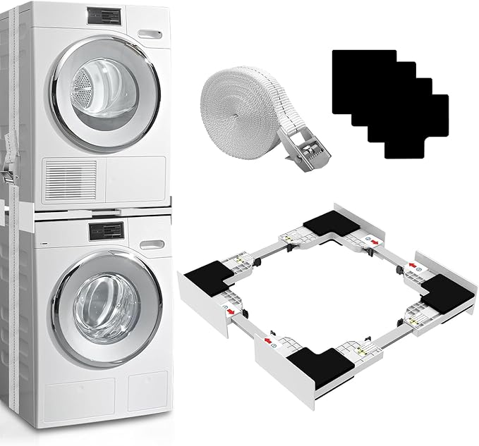 Upgrade Washer Dryer Stacking Kit - Universal Washer Dryer Stacking Kit Adjustable 29/28/27/26/25/24 Inch - Small Space Saving Solution Stacking Kit for Washer and Dryer with Ratchet Strap