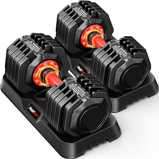 Mouldbody Adjustable Dumbbell Set Pair 25 lb or 50lb,10-in-1 Free Weight