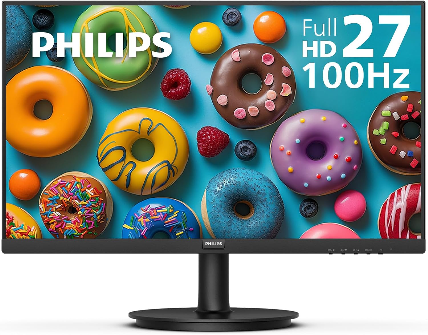 Philips 27" Computer Monitor FHD 100Hz VA VESA Eye Care, 271V8LB 1920×1080 LED Monitor, 4ms GtG, HDMI 1.4, VGA, Adaptive Sync, Flicker-Free, Low Blue Light, 4yr Advance Replacement Warranty
