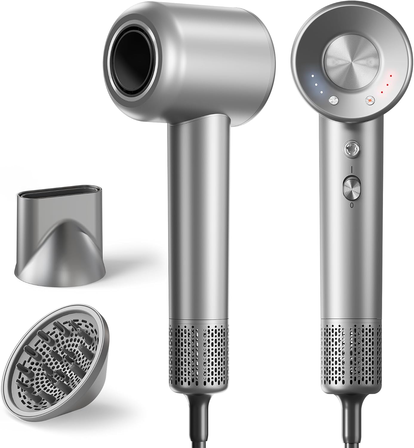 High-Speed Ionic Hair Dryer with Diffuser, 160,000 RPM 500M Negative Ions, 10 Styling Modes, 49 dB Low-Noise Drying, 0.75 Lb Body, and Magnetic Concentrator for Home or Salon Use