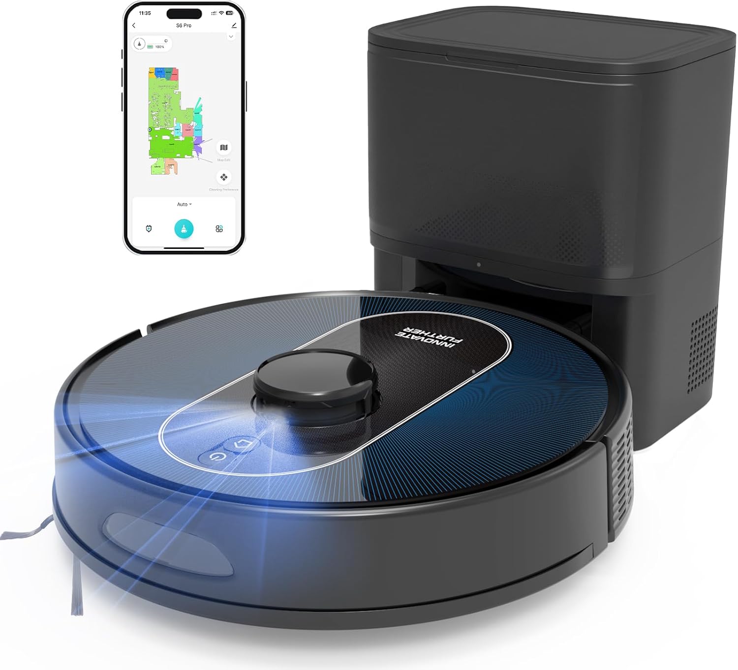 Robot Vacuum and Mop Combo, 6000Pa Powerful Suction, LiDAR, Self-Emptying Wi-Fi/App/Alexa Voice Control, Station for 90 Days Hands-Free, Smart Mapping, No-Go Zones, for Carpets & Hard Floors