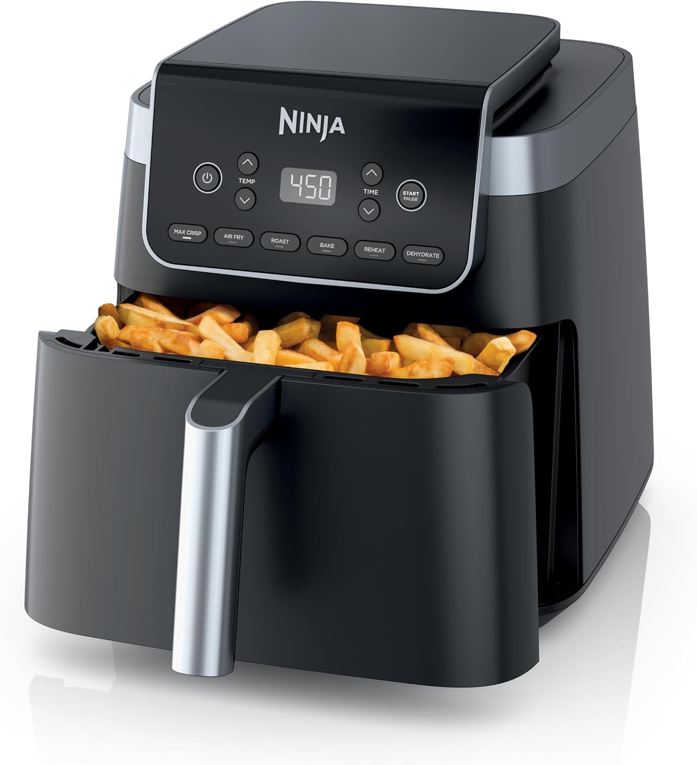 Ninja Air Fryer XL with MaxCrisp, 6.5 Qt, 6-in-1, Grey, AF181 Max crisp, air fry, roast, bake, reheat, dehydrate, 1750W, 450F max, Fits 9 lbs wings