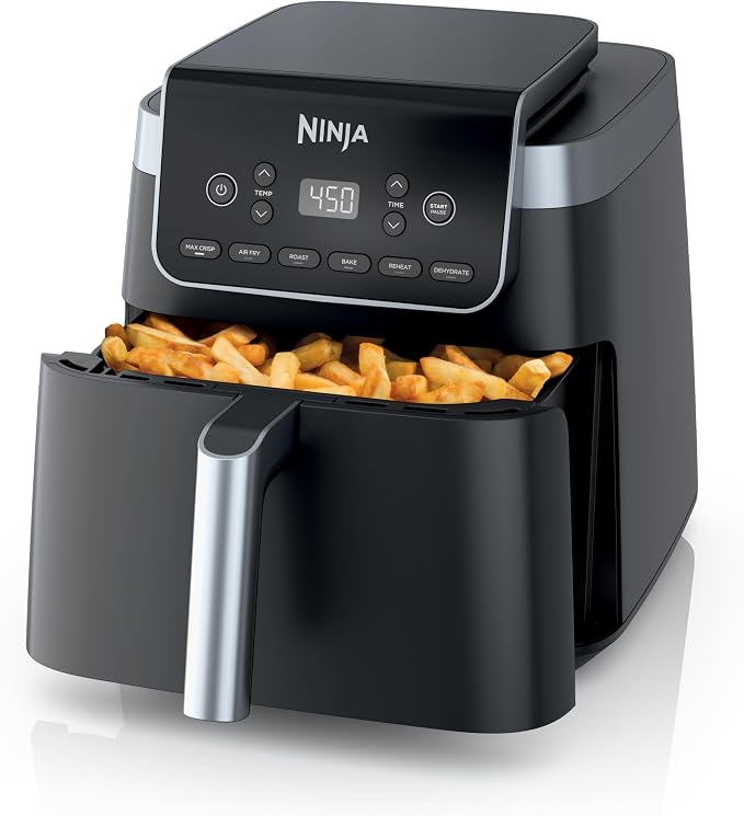 Ninja Air Fryer XL with MaxCrisp, 6.5 Qt, 6-in-1, Grey, AF181 Max crisp, air fry, roast, bake, reheat, dehydrate, 1750W, 450F max, Fits 9 lbs wings