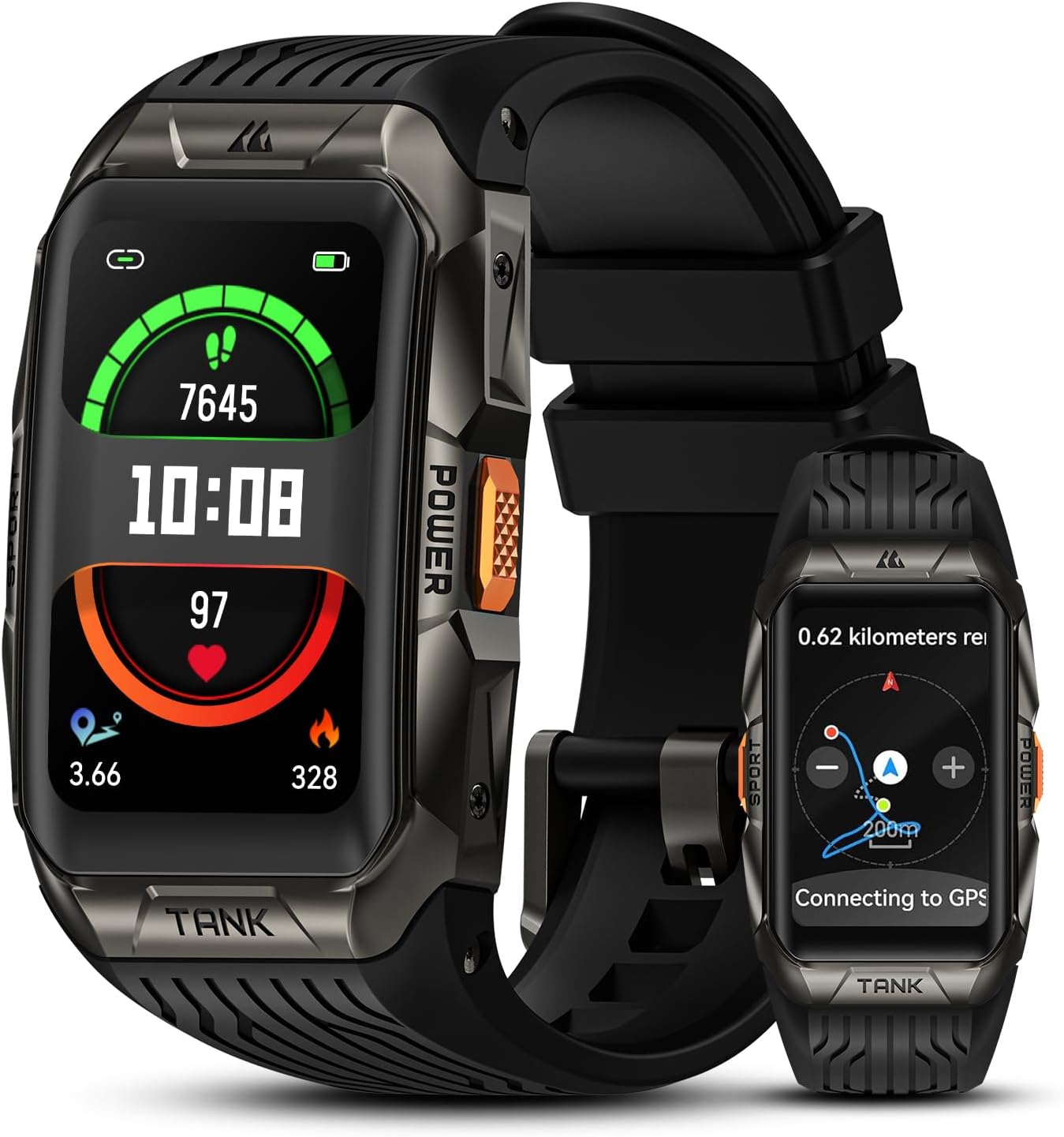 AMAZTIM Smart Watch with GPS, Rugged Outdoor Fitness Watch, 3D Curved Glass | 1.64" AMOLED, 6 Satellite Pos...