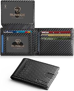 RUNBOX Wallet for Men -Slim Rfid Leather Mens Bifold Novelty Wallets 2 ID Window With Gift Box Men's Accessories