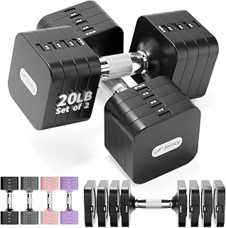Ad - Adjustable Dumbbell Set 10LBS 20LBS 25LBS Dumbbells Set of 2 Hand Weights | Men Women Free Weight Set with ...