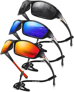 Polarized Sports Wrap Around Sunglasses Men Fishing Running Golf Mens Womens Sunglasses Pack UV Protection for Cycling Hiking Baseball Driving