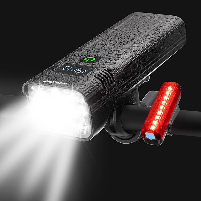 Bike Lights,Bike Light for Night Riding,10000Lumen LED Bike Headlight,Rechargeable Bike Headlight,Bright Bike Lights Front and Back with High Beam&Low Beam Light,Free Taillights