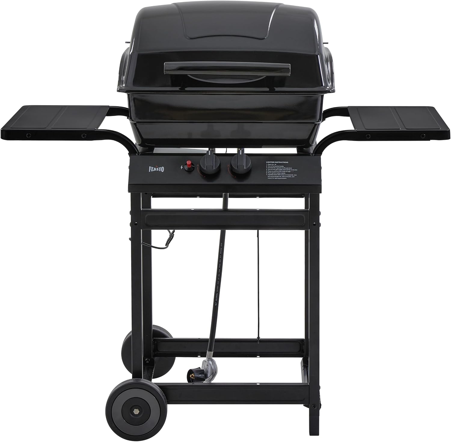 Feasto 2 Burner Propane Gas Grill for Outdoor Cooking and BBQ, Black | 26,500 BTUs, 418 Sq.In. Grilling Area, All-Porcelain-Enamel Design, Warming Rack, for Patio, Backyard, Poolside Gatherings