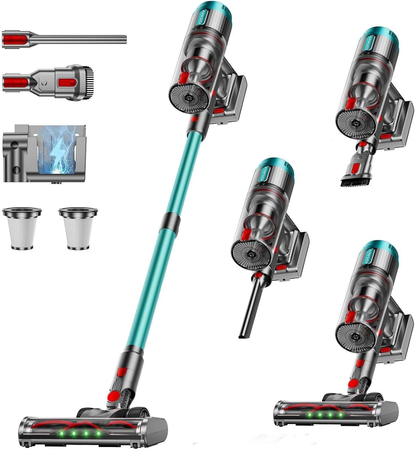 Cordless Vacuum Cleaner, 80Mins 650W/60KPA Self-Standing Vacuum Cleaners for Home, Stick Vacuum with Anti-Tangle Brush, LED Screen, Rechargeable Vacuum for Floor/Carpet/Pet Hair