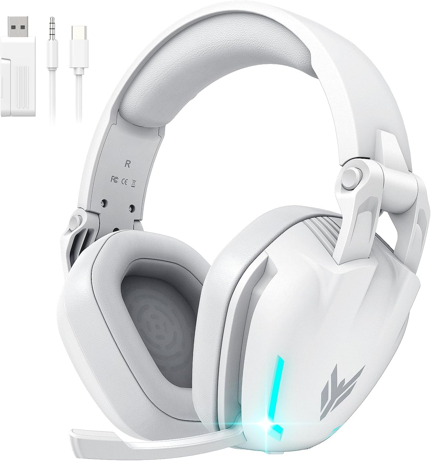 BENGOO G1 60H Wireless Gaming Headset with RGB Lights & Mic for PS5 PS4 PC | 7.1 Surround Sound, 2.4GHz USB/Type-C & Bluetooth 5.4, Noise Canceling Flip Microphone, Foldable Design for Switch Mac