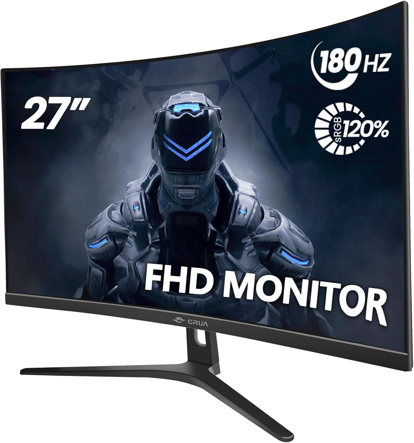 CRUA 27" FHD 1080P 180Hz Curved Gaming Monitor, 1800R, AMD FreeSync, Black | VA Screen, 120%sRGB, 3000:1, Low Blue Light, HDMI/DP and 100x100mm Wall Mount for PC Gaming, Movies, Streaming and Work