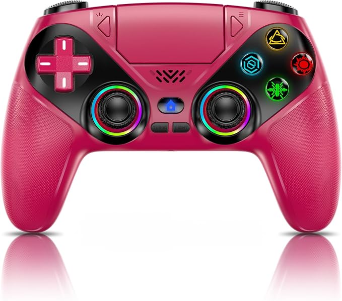Nonbliep LED for PS5 Controller, for PS5 Slim/Pro/PC, Wireless Controller with 9 Colors RGB Light/Dual Vibration/Turbo/3.5mm Audio Jack/Speaker/Programmable for Playstation 5 Controller