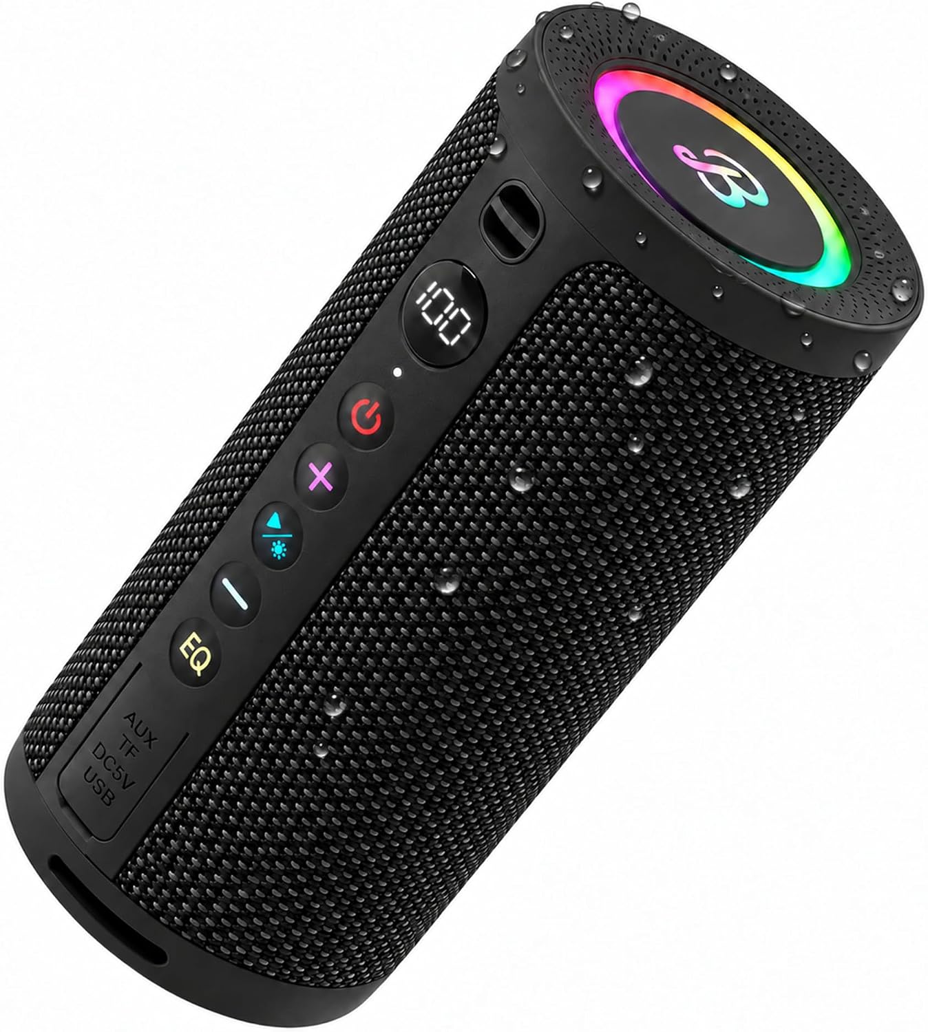 BassBloomROAR 3 Portable Bluetooth Speaker,IPX6 Waterproof,20W Powerful Sound with JIKE Bass,24H Playtime,Bluetooth 5.4,RGB Lights,Wireless TWS Pairing,Outdoor for Camping