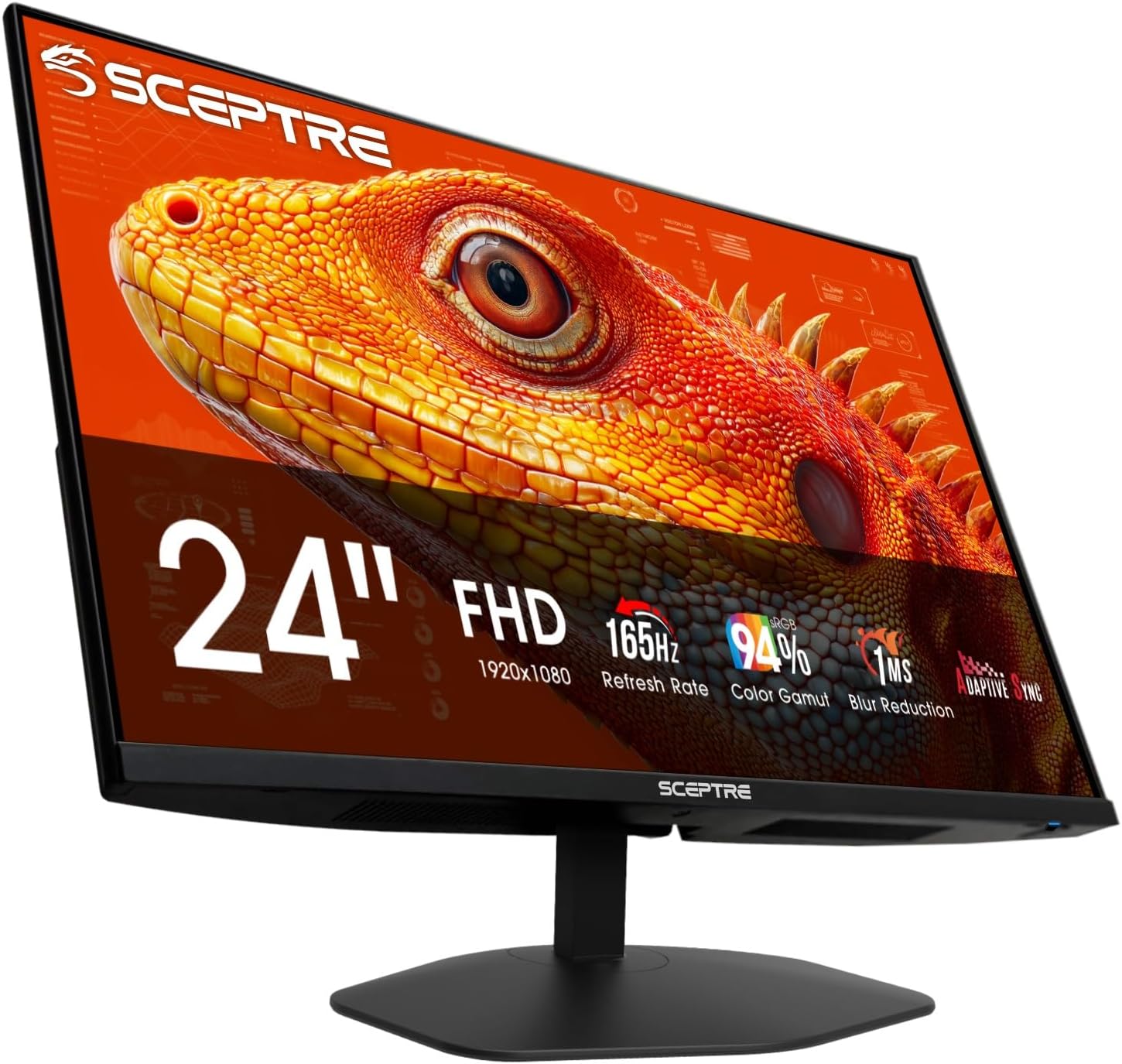 New! Sceptre 24-inch Prime Gaming Monitor DisplayPort x2 165Hz HDMI x2 165Hz Build-in Speakers, Machine Black 2027 (E248B-FW165T Series)