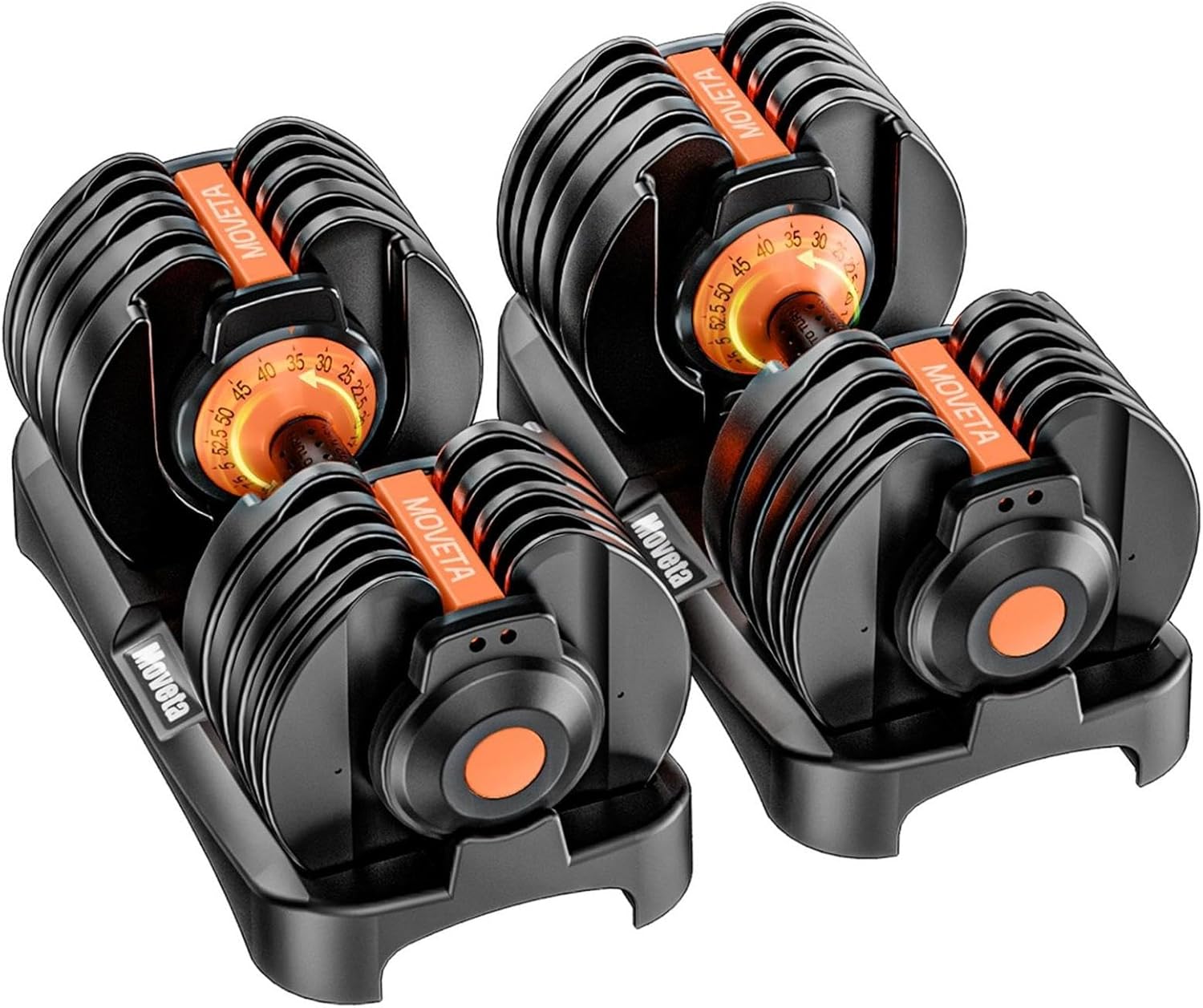 Moveta Adjustable Dumbbells Set of 2，Free Weights Dumbbells Set | Adjustable Dumbbell Set，52.5 lbs pair 105...