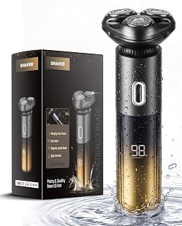 Electric Razor for Men, IPX7 Waterproof, Wet or Dry Electric Shavers with 4D Flex Blades & LED Display, Sensitive Skin Care, Pop-up Trimmer, Business Rotary Shaver with Travel Lock & USB-C