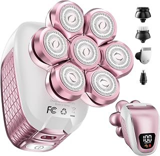 Electric Razors for Women Legs: 5-in-1 Electric Shaver with 7D Head - IPX6 Waterproof Wet Dry Hair Remover with LED Display & Travel Lock for Face Bikini