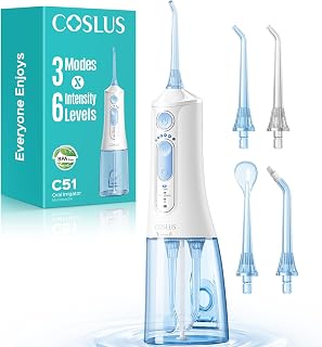 COSLUS ADA Accepted C51 Water Dental Flosser, 3 Modes 6 Pressure, White | Water Teeth Pick for Orthodontic,...