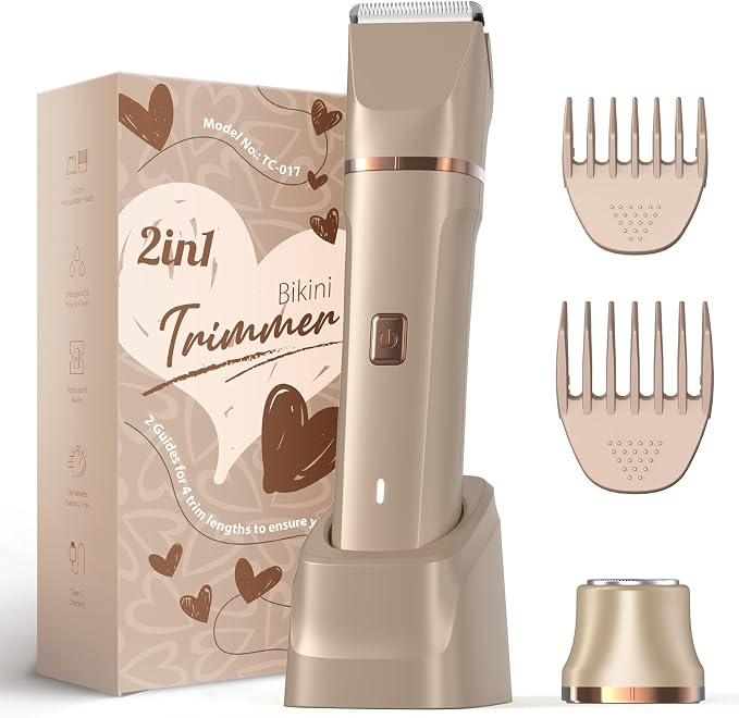 RISINA 2-in-1 Bikini Trimmer for Women, Women's Razors for Shaving, Gifts | IPX7 Waterproof, Rechargeable, ...