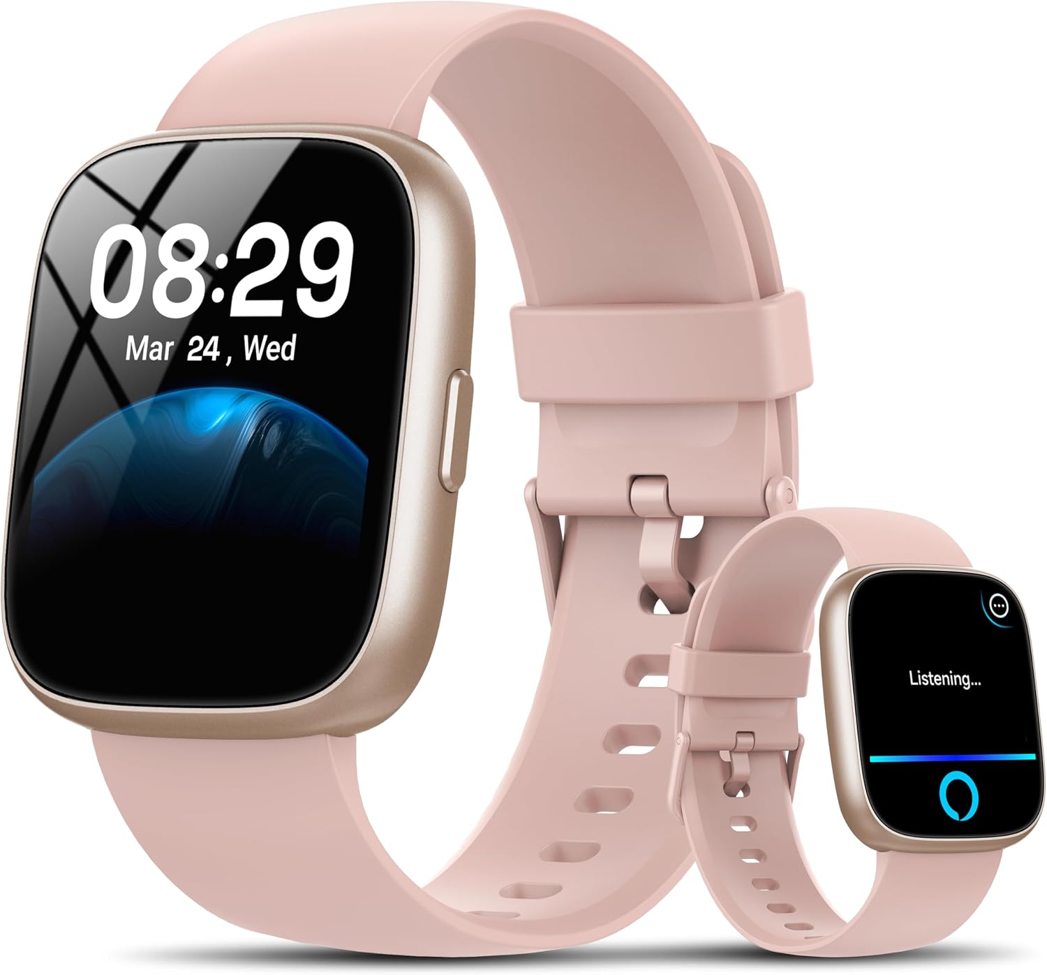 Smart Watch with Alexa Built-in, 1.83" HD Bluetooth Calling Fitness Tracker | Fitness Watch with Heart Rate/Sleep Monitor, 120+ Sport Modes, DIY Dial, IP68 Waterproof Smartwatch for Android iOS, Pink