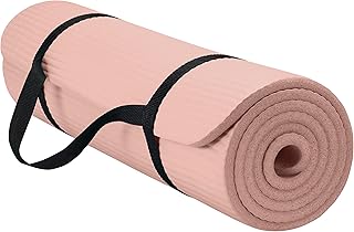 Gaiam Thick Yoga Mat, Exercise & Fitness Mat with Easy-Cinch Carrying Strap Non-Slip NBR Foam | Joint Cushioning | Yoga, Pilates, Fitness & Floor Workouts | 72"L x 24"W
