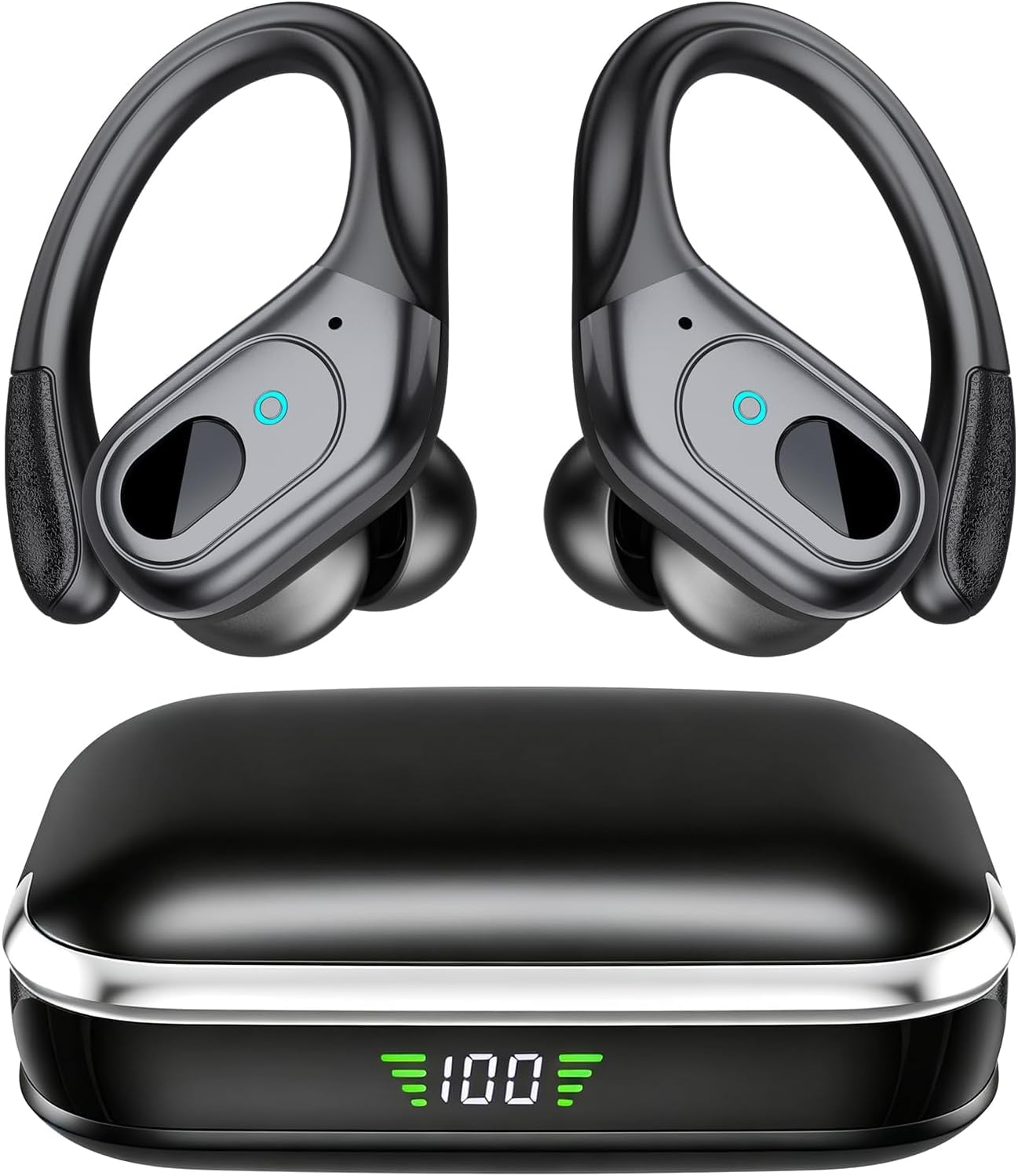 Wireless Earbuds, Sports Bluetooth Headphones, Running Headphones 75Hrs Playtime Ear Buds with LED Power Display, Noise Canceling Headset, IPX7 Waterproof Earphones for Gym/Running/Workout