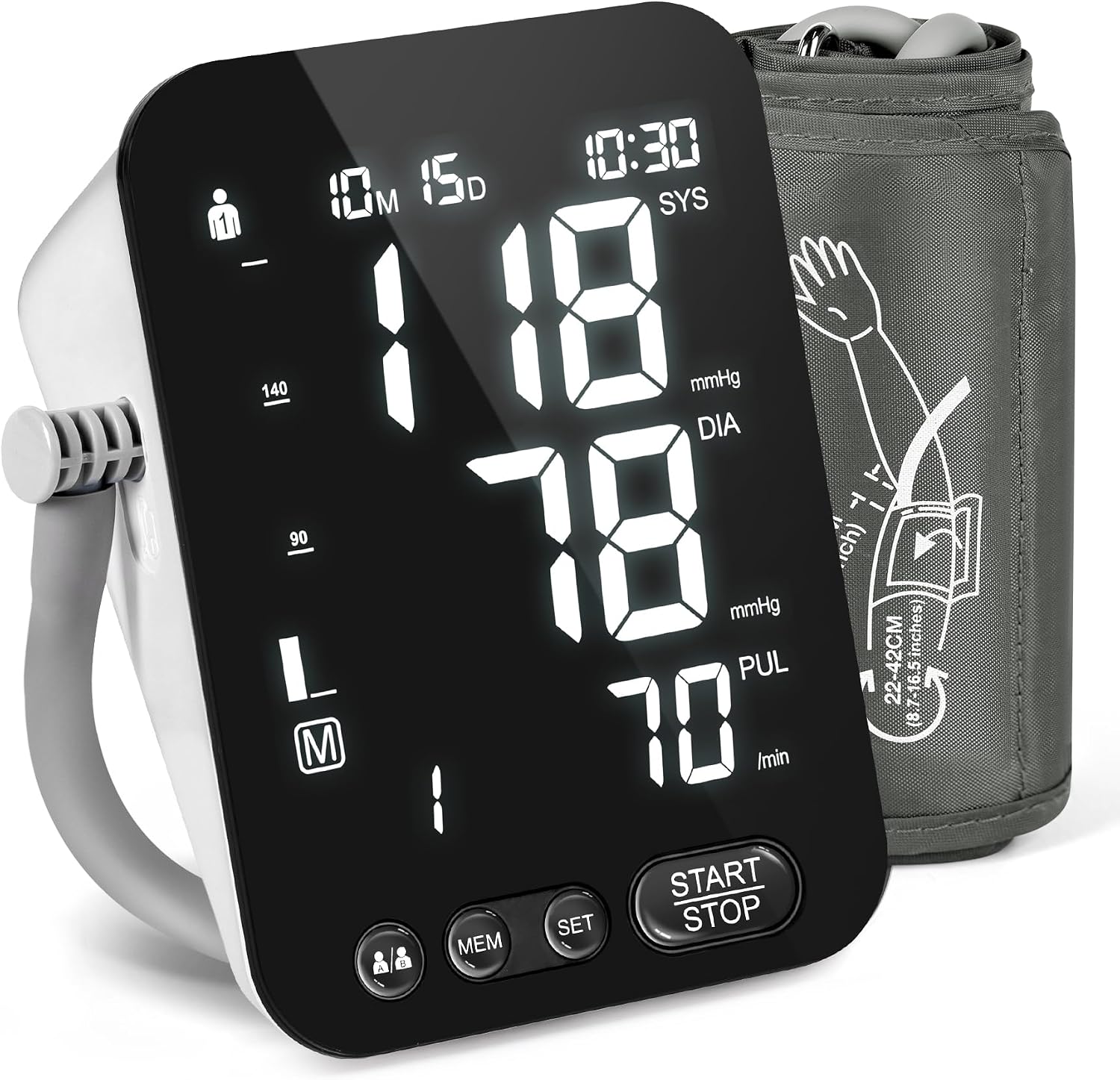 Blood Pressure Monitor Accurate BP Machine for Home Use, Black 2*199 Sets Memory,One-Button Start,Clinically Validated,Upper Arm Cuff,Backlit LCD,Auto Shut-Off,Senior Friendly,Storage Bag