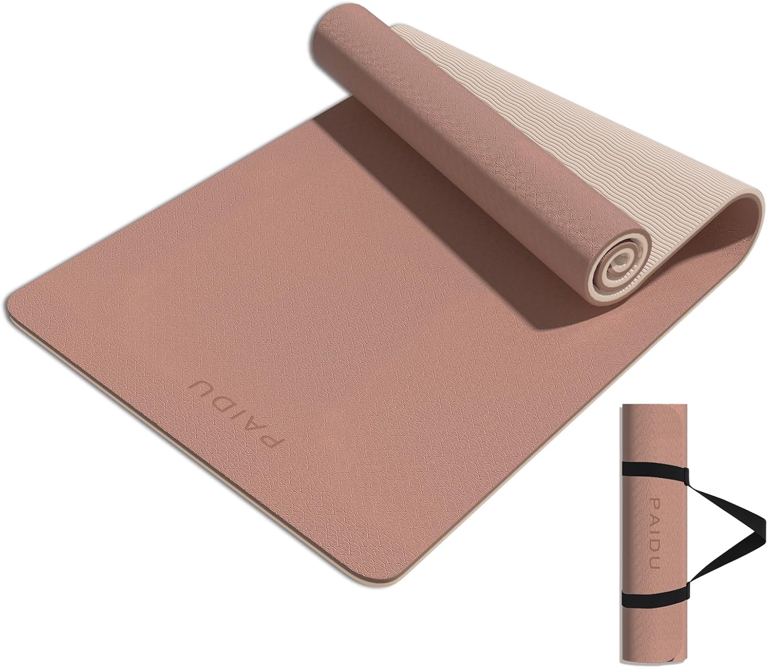 PAIDU TPE Yoga Mat, 8mm Thick Non-Slip Exercise Mat for Home Workout | SGS Certified, Odorless, With Strap,...