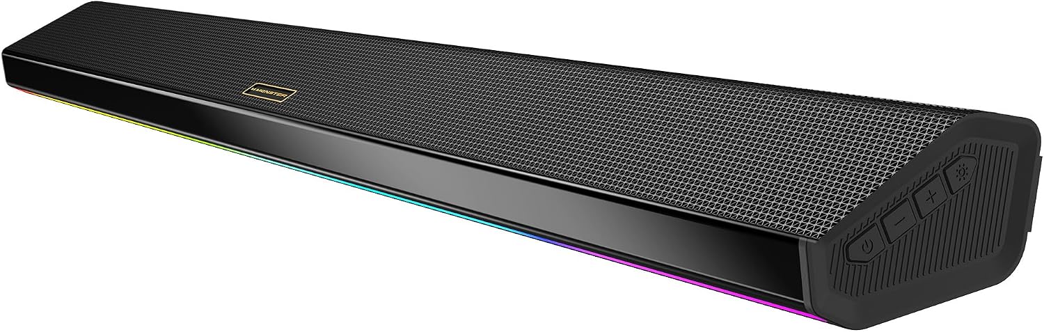 Monster Sound Bar for Smart TV, 72W Soundbar, 2.0CH TV Speakers with Dual Bass Diaphragm, 6 RGB Lights, Bluetooth 6.0, AUX/Coaxial/USB/TF Inputs, Home Theater Sound System for TV/PC/Gaming/Projector