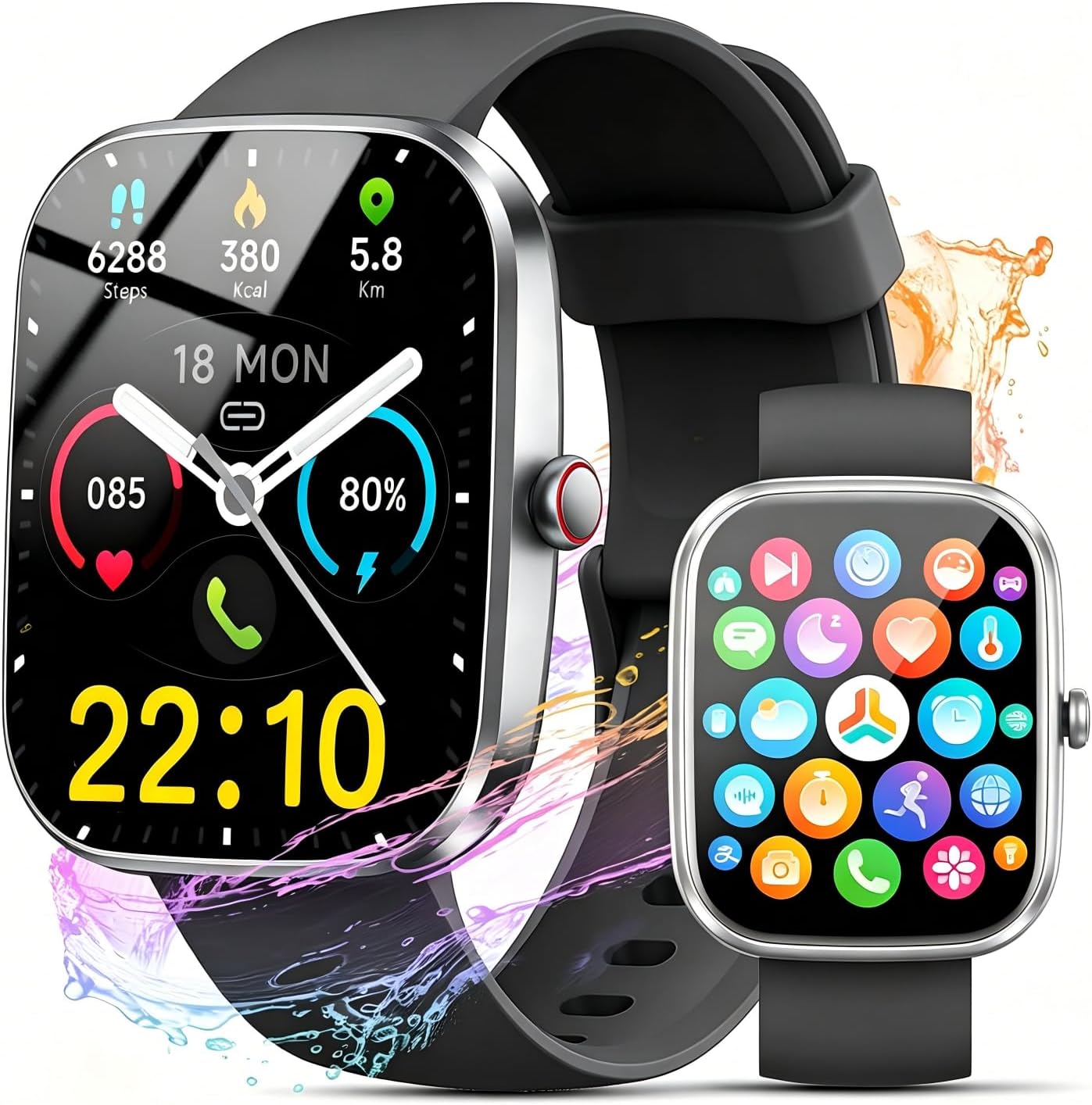 Smart Watch, 1.91" Smartwatch for Men Women (Answer/Make Call) Fitness Tracker with 100+ Sport Modes, IP68 Waterproof, Heart Rate/Sleep Monitor, Pedometer, Activity Tracker for Android iOS