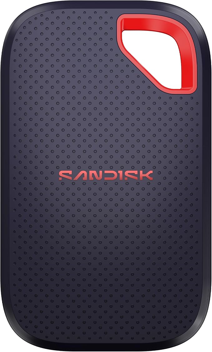 SANDISK 1TB Extreme Portable SSD, Up to 2000MB/s Transfer Speeds-New Model External Solid State Drive, IP65 Water & Dust Resistant, Up to 3M Drop Protection, 256-bit AES Encryption, USB-C 3.2 Gen 2