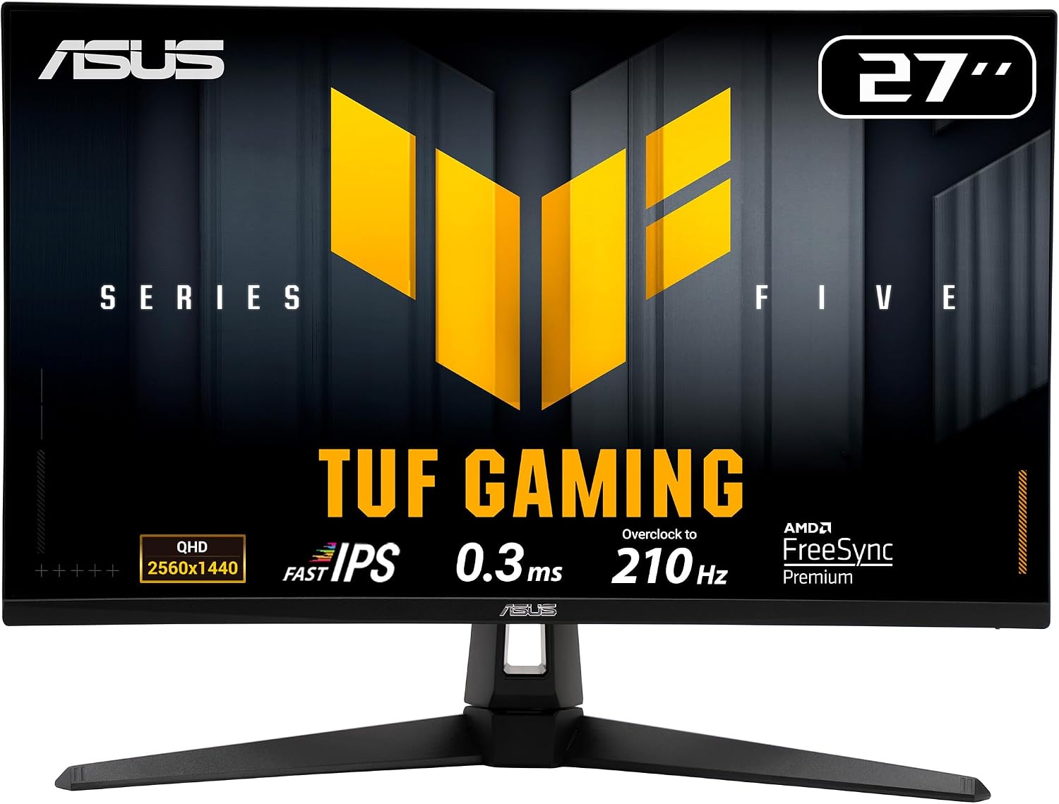 ASUS TUF Gaming VG27AQL5A 27 Inch 1440p 210Hz G-SYNC Gaming Monitor Fast IPS, ELMB Sync,0.3ms, 130% sRGB, Built-In Speakers, FreeSync Premium, Height Adjustable, HDR10, for PS5 and Xbox